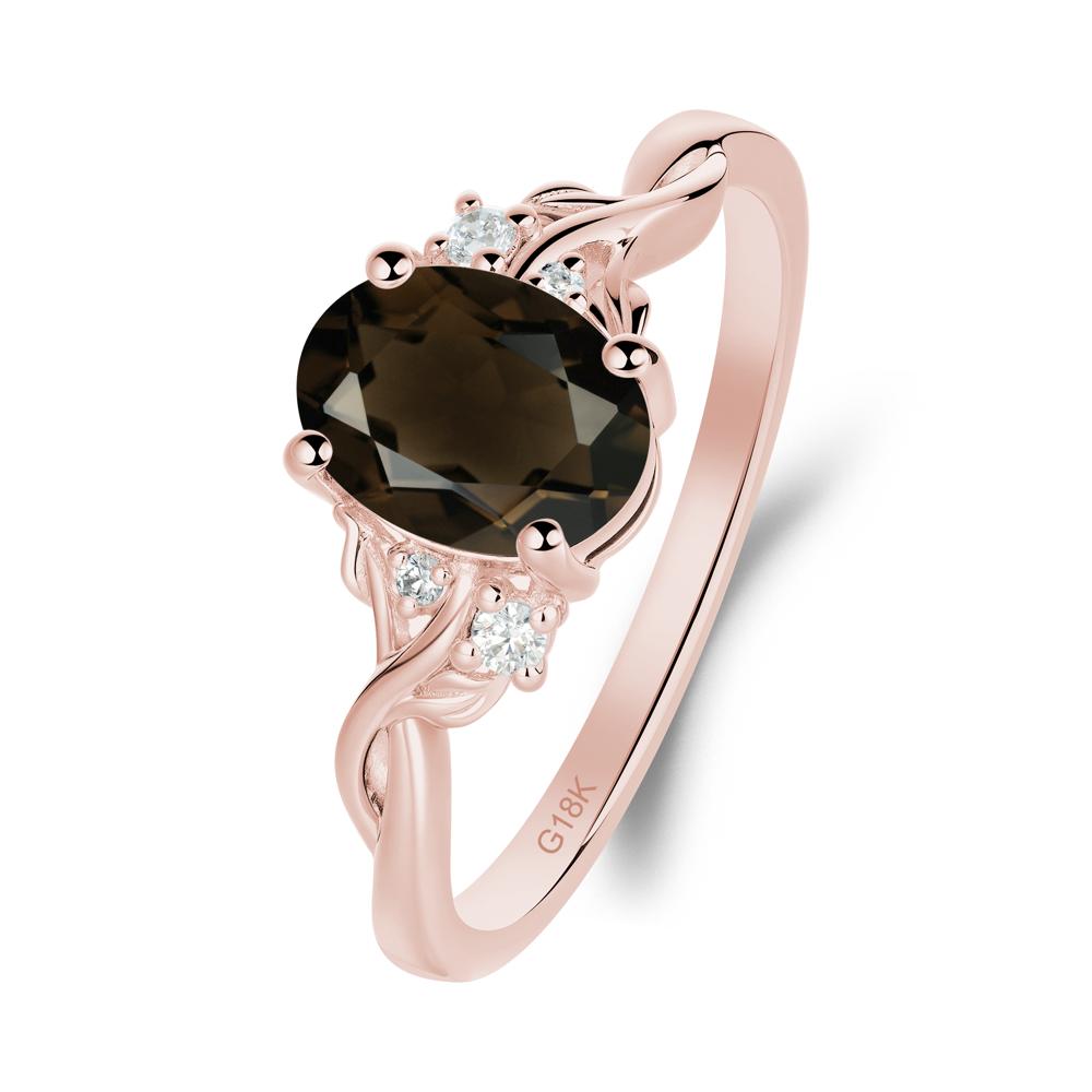 Smoky Quartz Leaf Twist Engagement Ring - LUO Jewelry #metal_18k rose gold