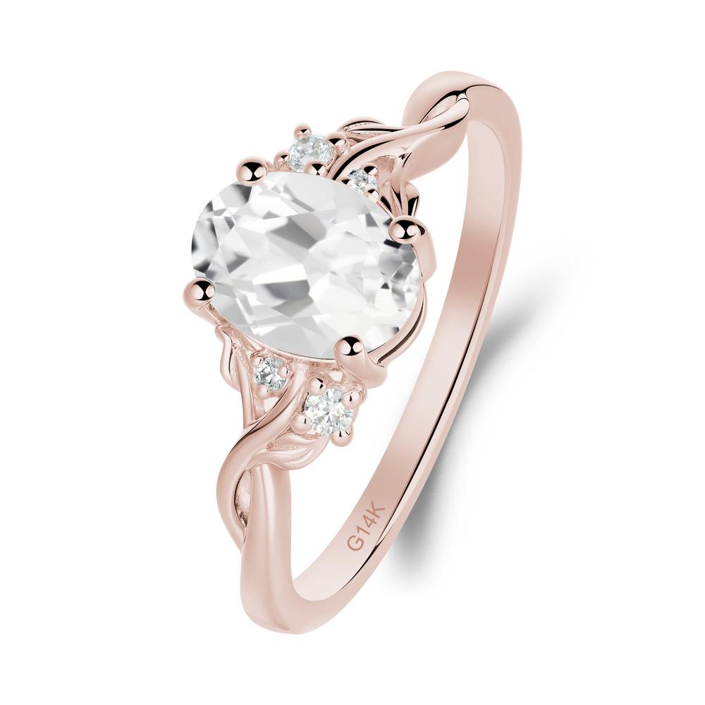 Leaf Inspired Twist Band White Topaz Ring - LUO Jewelry #metal_14k rose gold
