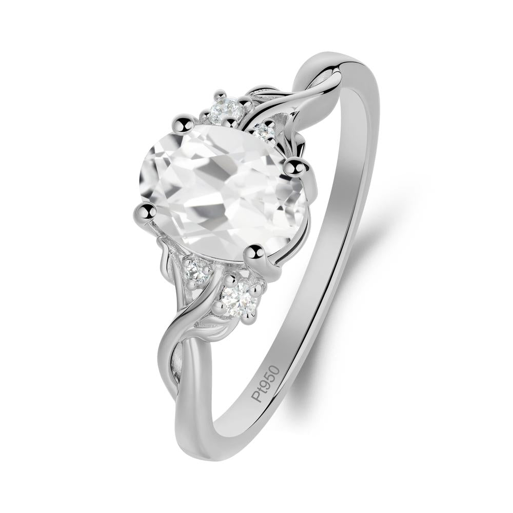 Leaf Inspired Twist Band White Topaz Ring - LUO Jewelry #metal_platinum