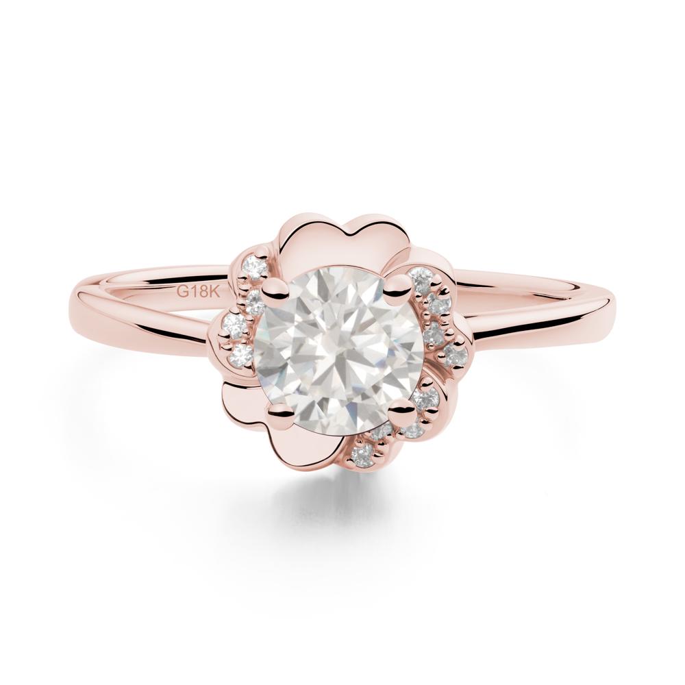 Round Cubic Zirconia Floral Engagement Ring - LUO Jewelry #metal_18k rose gold