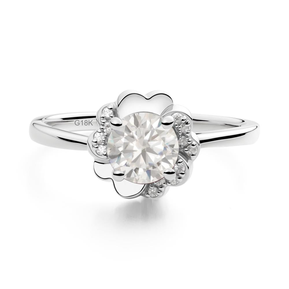 Round Cubic Zirconia Floral Engagement Ring - LUO Jewelry #metal_18k white gold