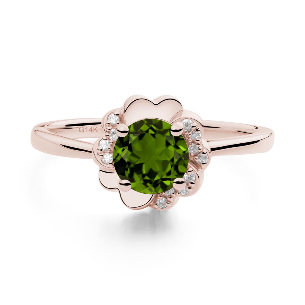 Round Diopside Floral Engagement Ring - LUO Jewelry #metal_14k rose gold
