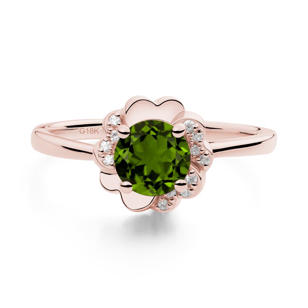 Round Diopside Floral Engagement Ring - LUO Jewelry #metal_18k rose gold