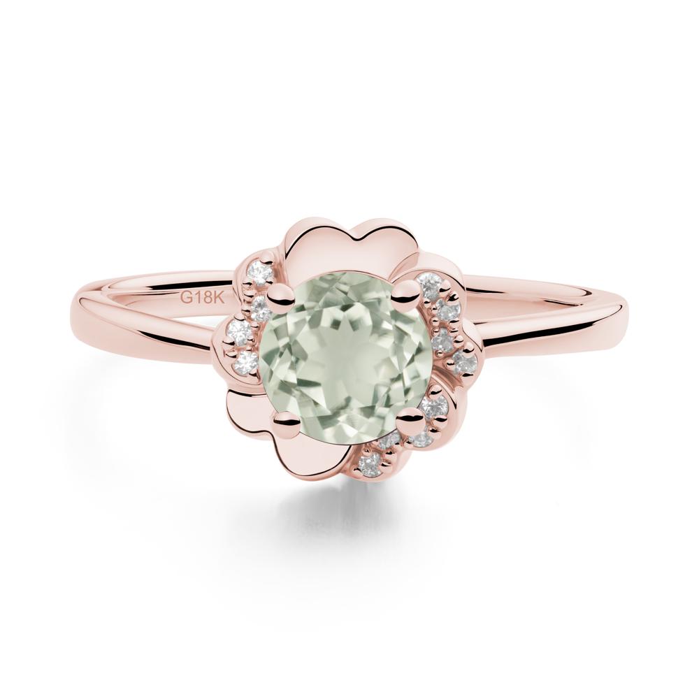 Round Green Amethyst Floral Engagement Ring - LUO Jewelry #metal_18k rose gold