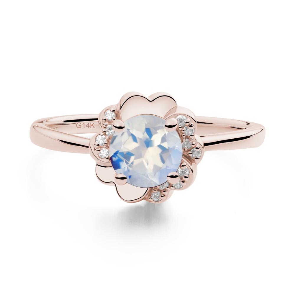 Round Moonstone Floral Engagement Ring - LUO Jewelry #metal_14k rose gold
