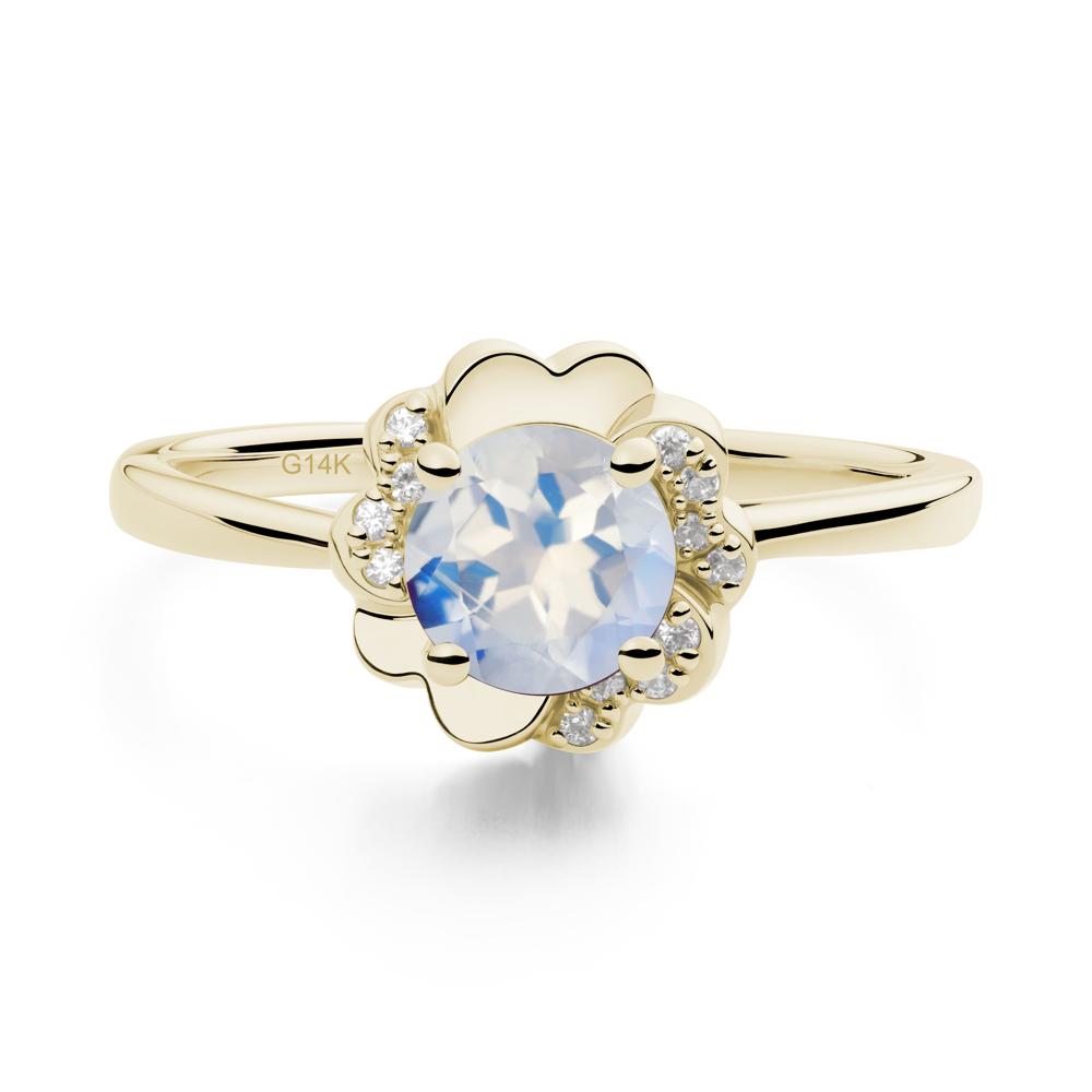 Round Moonstone Floral Engagement Ring - LUO Jewelry #metal_14k yellow gold