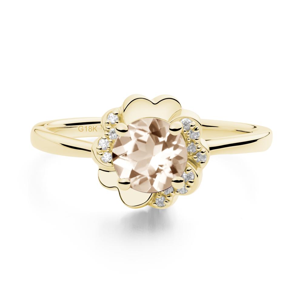 Round Morganite Floral Engagement Ring - LUO Jewelry #metal_18k yellow gold