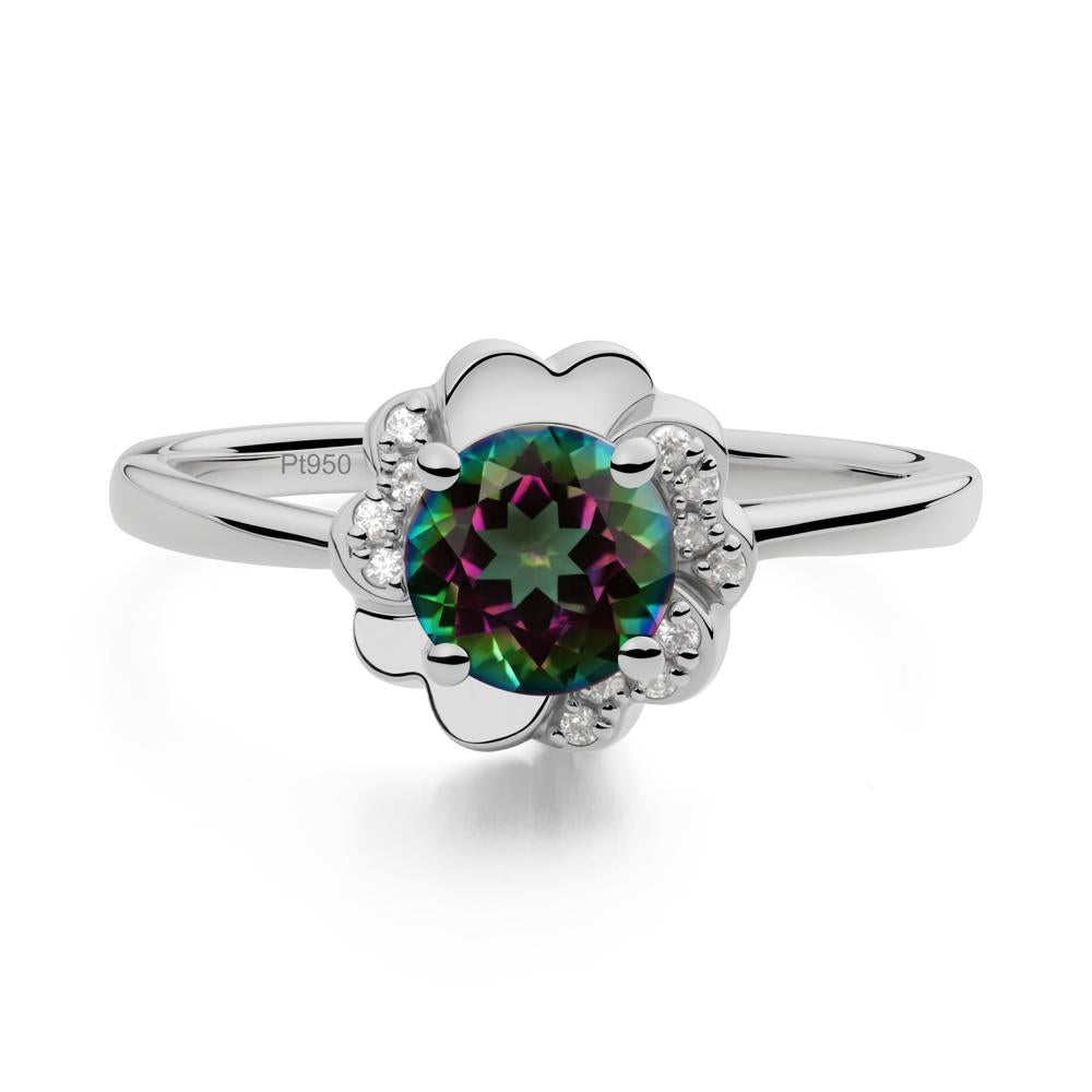 Round Mystic Topaz Floral Engagement Ring - LUO Jewelry #metal_platinum