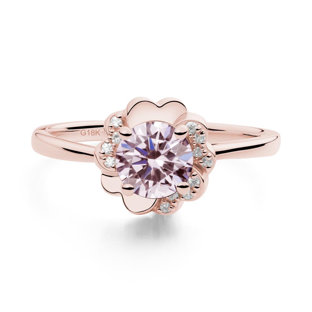 Round Pink Cubic Zirconia Floral Engagement Ring - LUO Jewelry #metal_18k rose gold