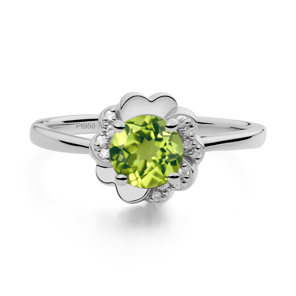 Round Peridot Floral Engagement Ring - LUO Jewelry #metal_platinum