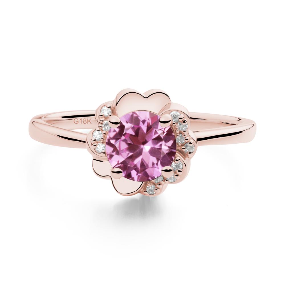 Round Pink Sapphire Floral Engagement Ring - LUO Jewelry #metal_18k rose gold