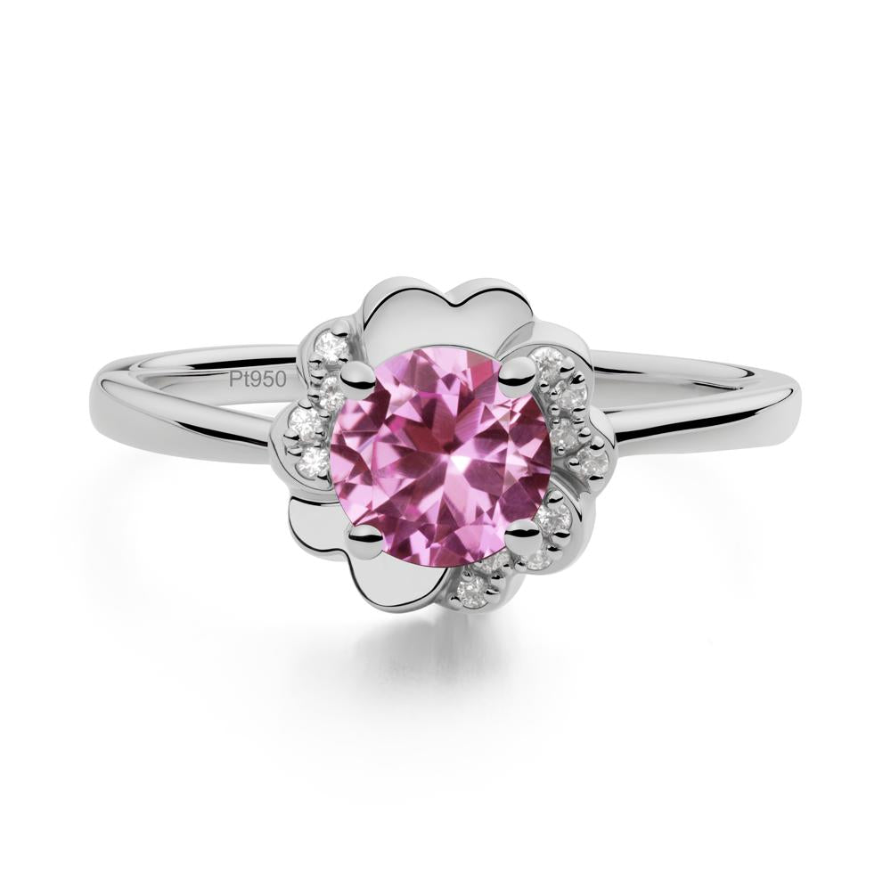 Round Pink Sapphire Floral Engagement Ring - LUO Jewelry #metal_platinum