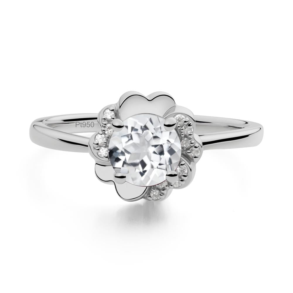 Round White Topaz Floral Engagement Ring - LUO Jewelry #metal_platinum