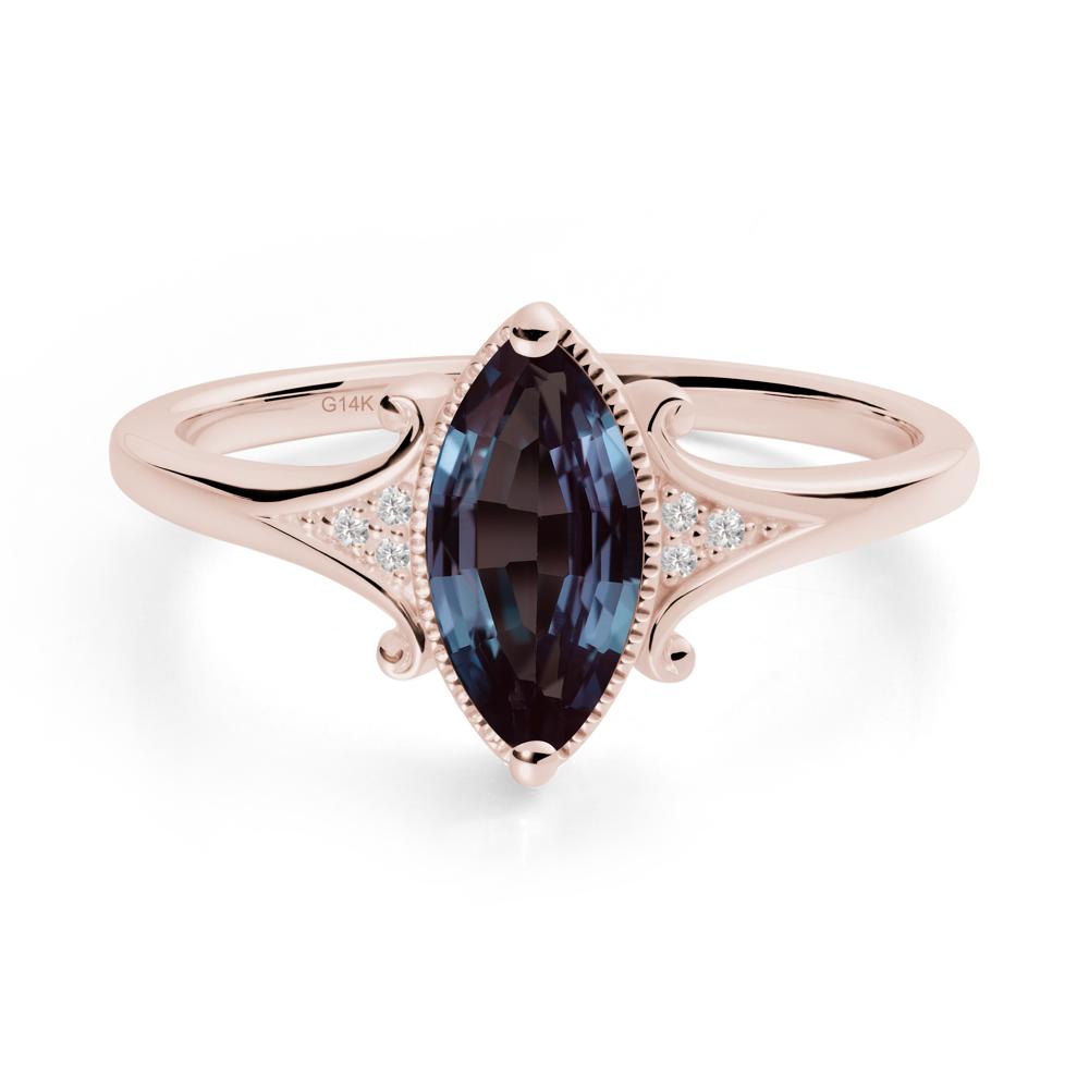 Scrollwork Marquise Alexandrite Ring - LUO Jewelry #metal_14k rose gold