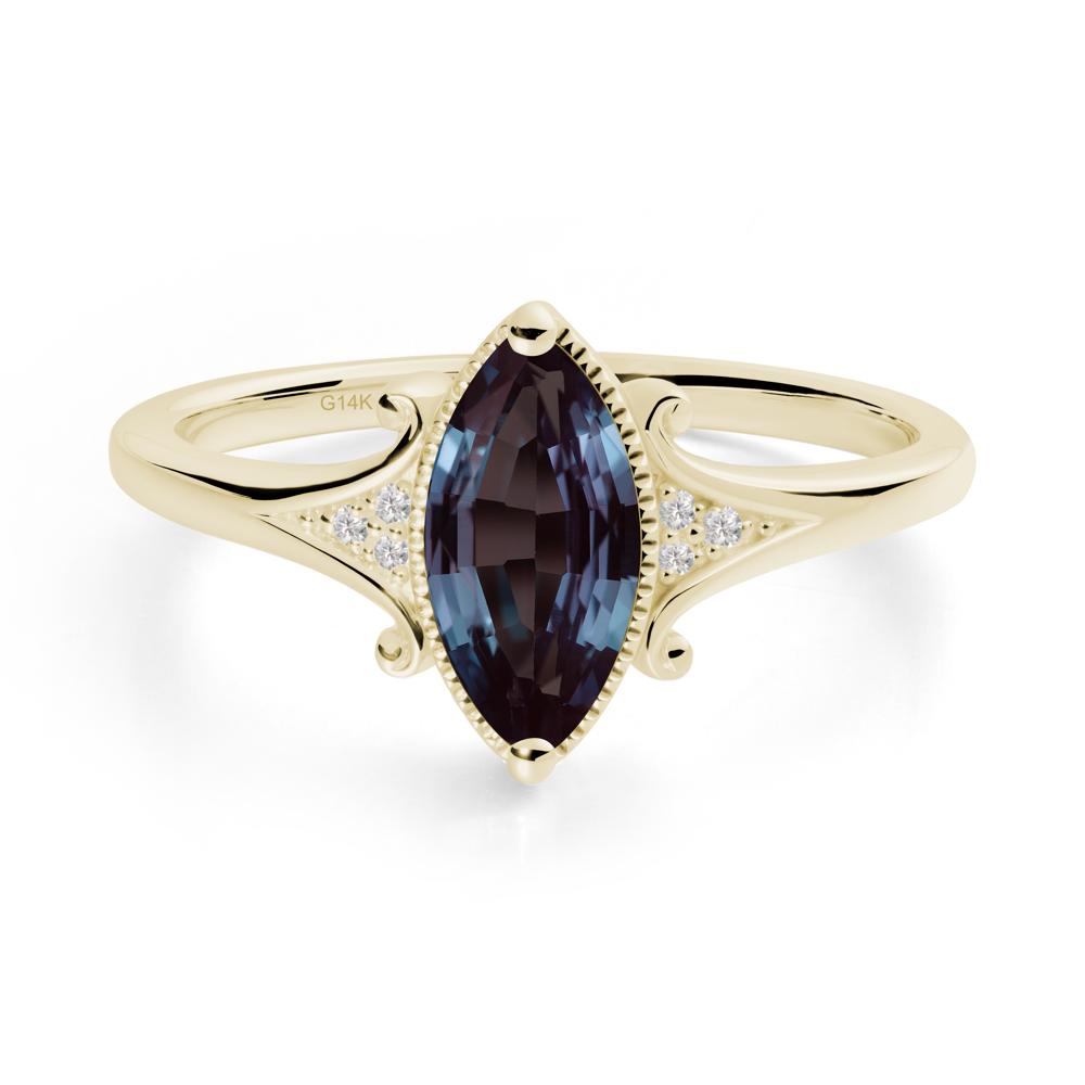 Scrollwork Marquise Alexandrite Ring - LUO Jewelry #metal_14k yellow gold