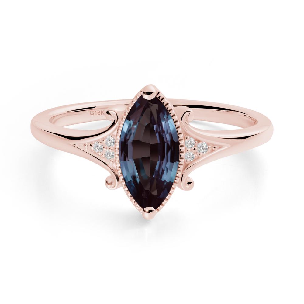 Scrollwork Marquise Alexandrite Ring - LUO Jewelry #metal_18k rose gold
