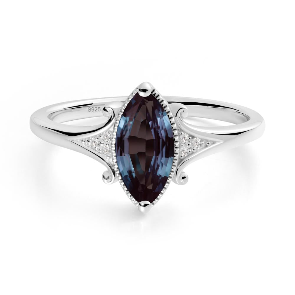 Scrollwork Marquise Alexandrite Ring - LUO Jewelry #metal_sterling silver