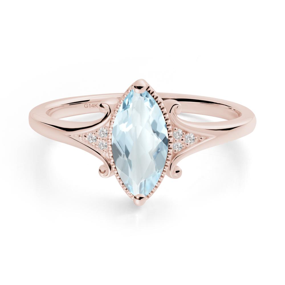 Scrollwork Marquise Aquamarine Ring - LUO Jewelry #metal_14k rose gold