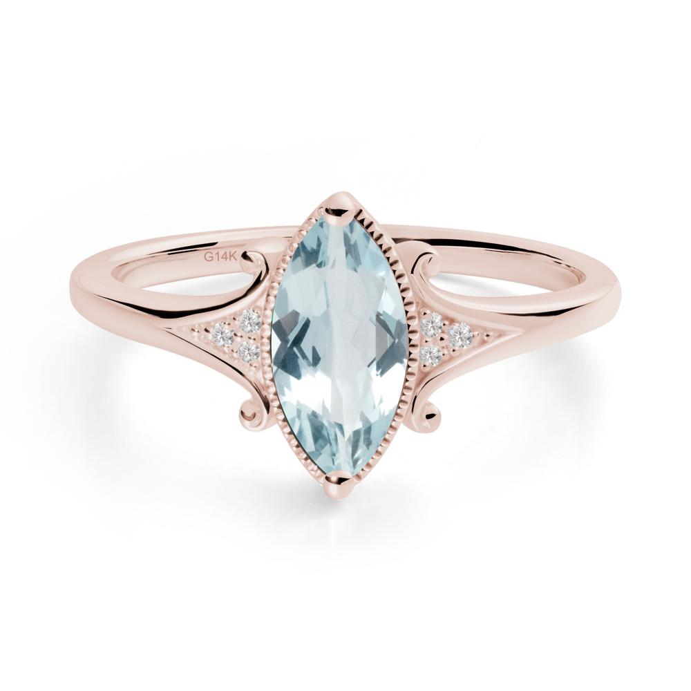 Scrollwork Marquise Aquamarine Ring - LUO Jewelry #metal_14k rose gold