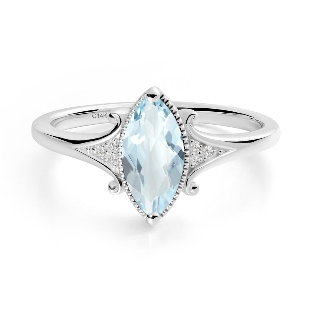 Scrollwork Marquise Aquamarine Ring - LUO Jewelry #metal_14k white gold
