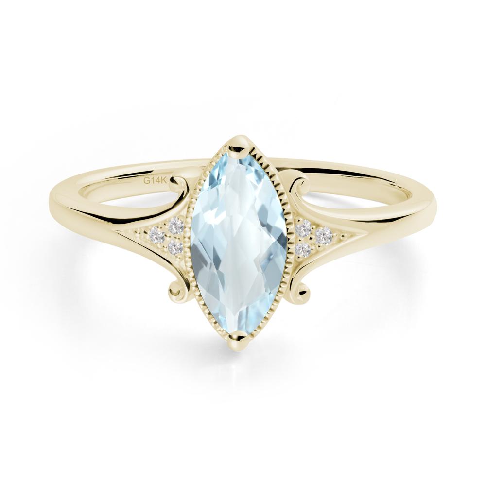 Scrollwork Marquise Aquamarine Ring - LUO Jewelry #metal_14k yellow gold