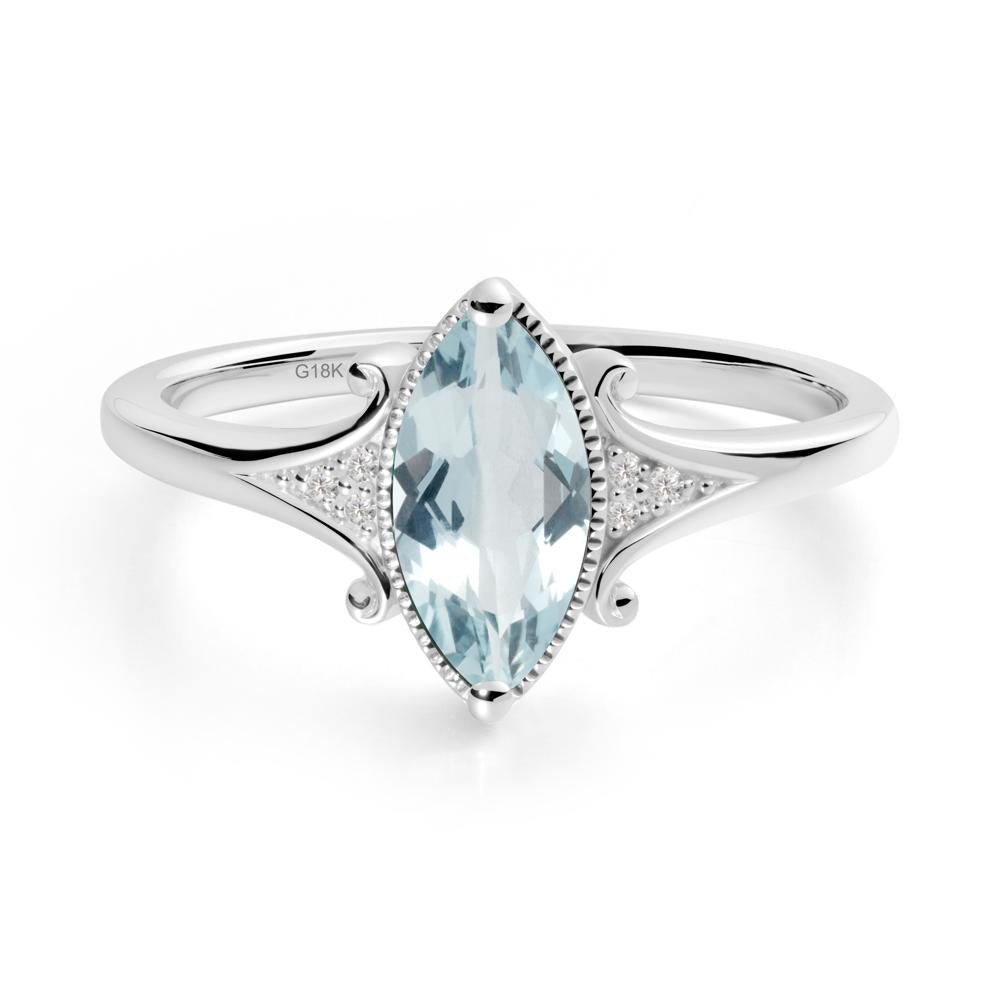 Scrollwork Marquise Aquamarine Ring - LUO Jewelry #metal_18k white gold