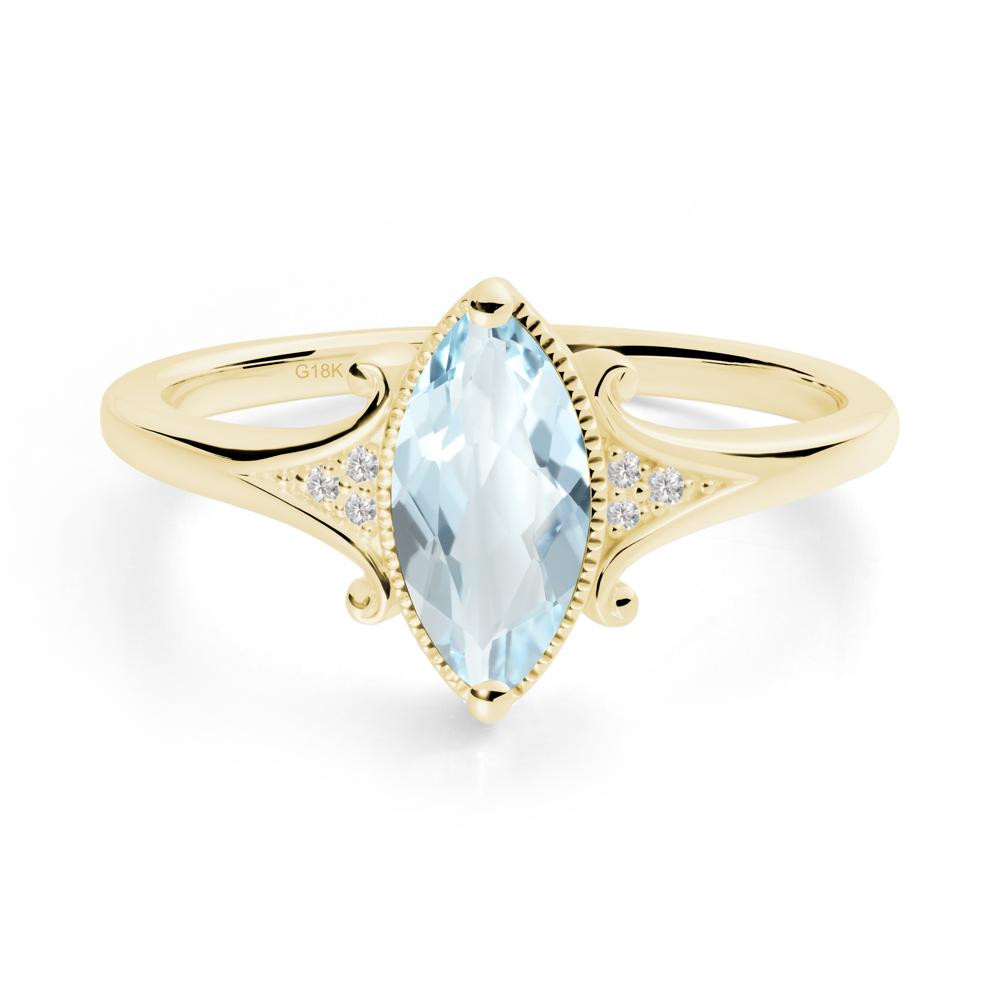 Scrollwork Marquise Aquamarine Ring - LUO Jewelry #metal_18k yellow gold