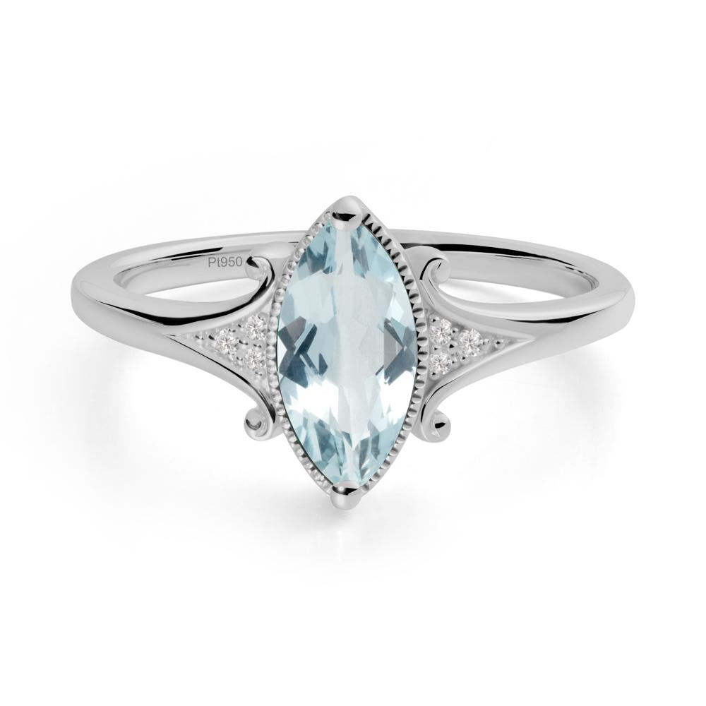 Scrollwork Marquise Aquamarine Ring - LUO Jewelry #metal_platinum