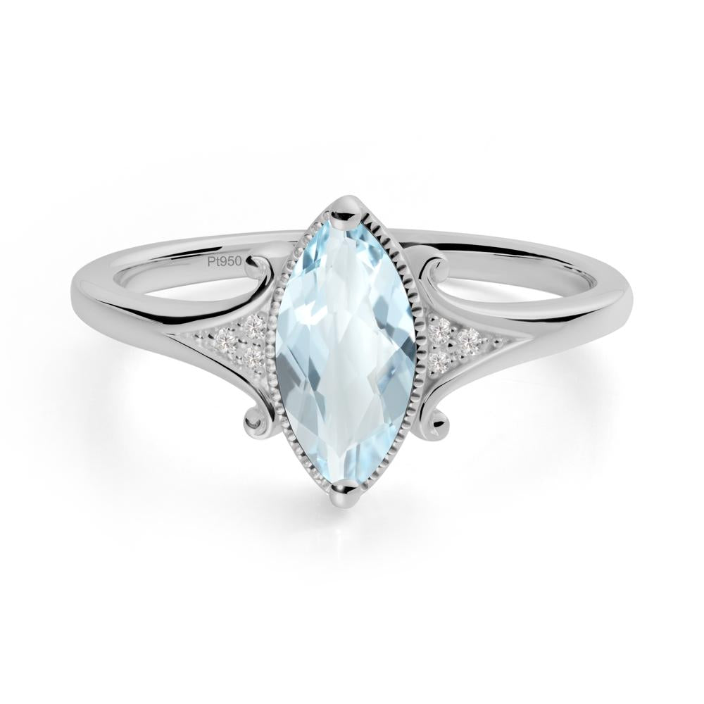 Scrollwork Marquise Aquamarine Ring - LUO Jewelry #metal_platinum