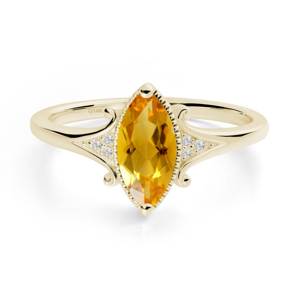 Scrollwork Marquise Citrine Ring - LUO Jewelry #metal_14k yellow gold