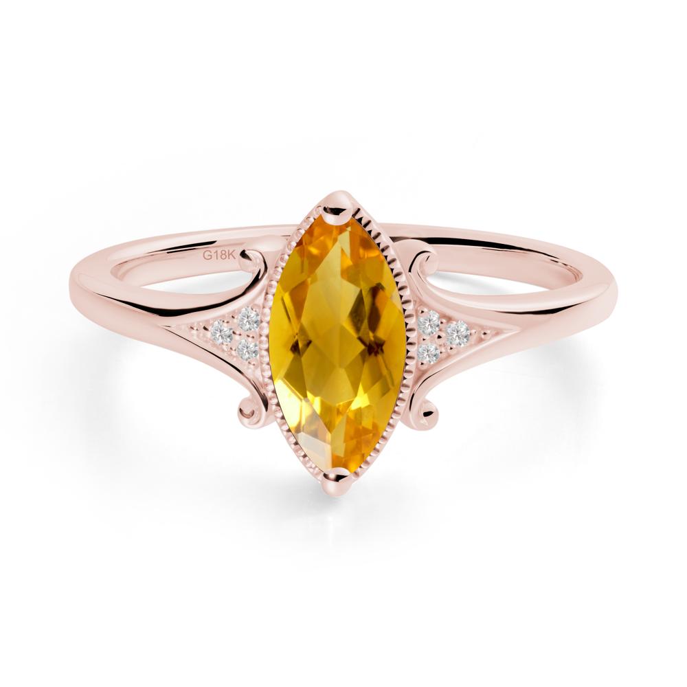 Scrollwork Marquise Citrine Ring - LUO Jewelry #metal_18k rose gold