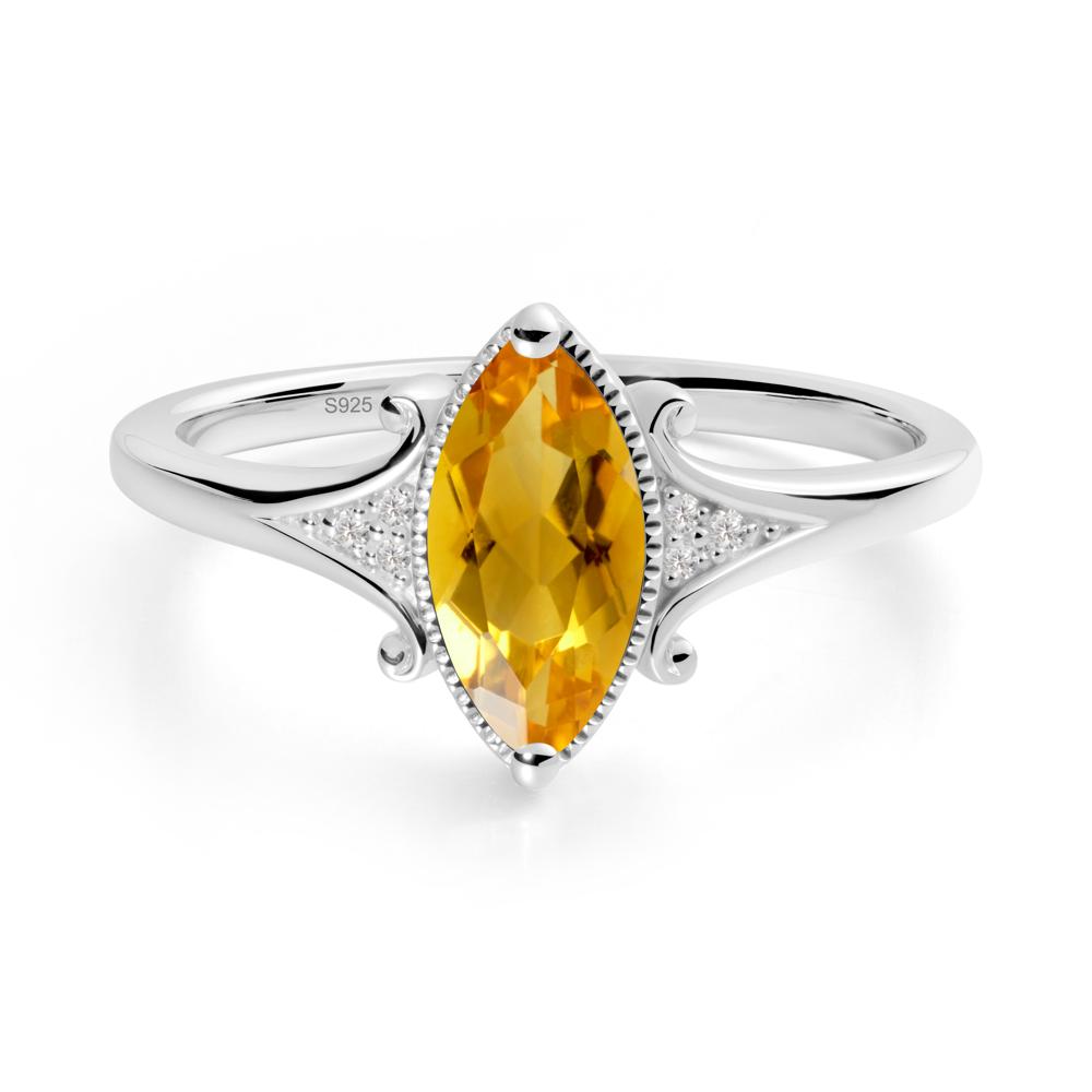 Scrollwork Marquise Citrine Ring - LUO Jewelry #metal_sterling silver