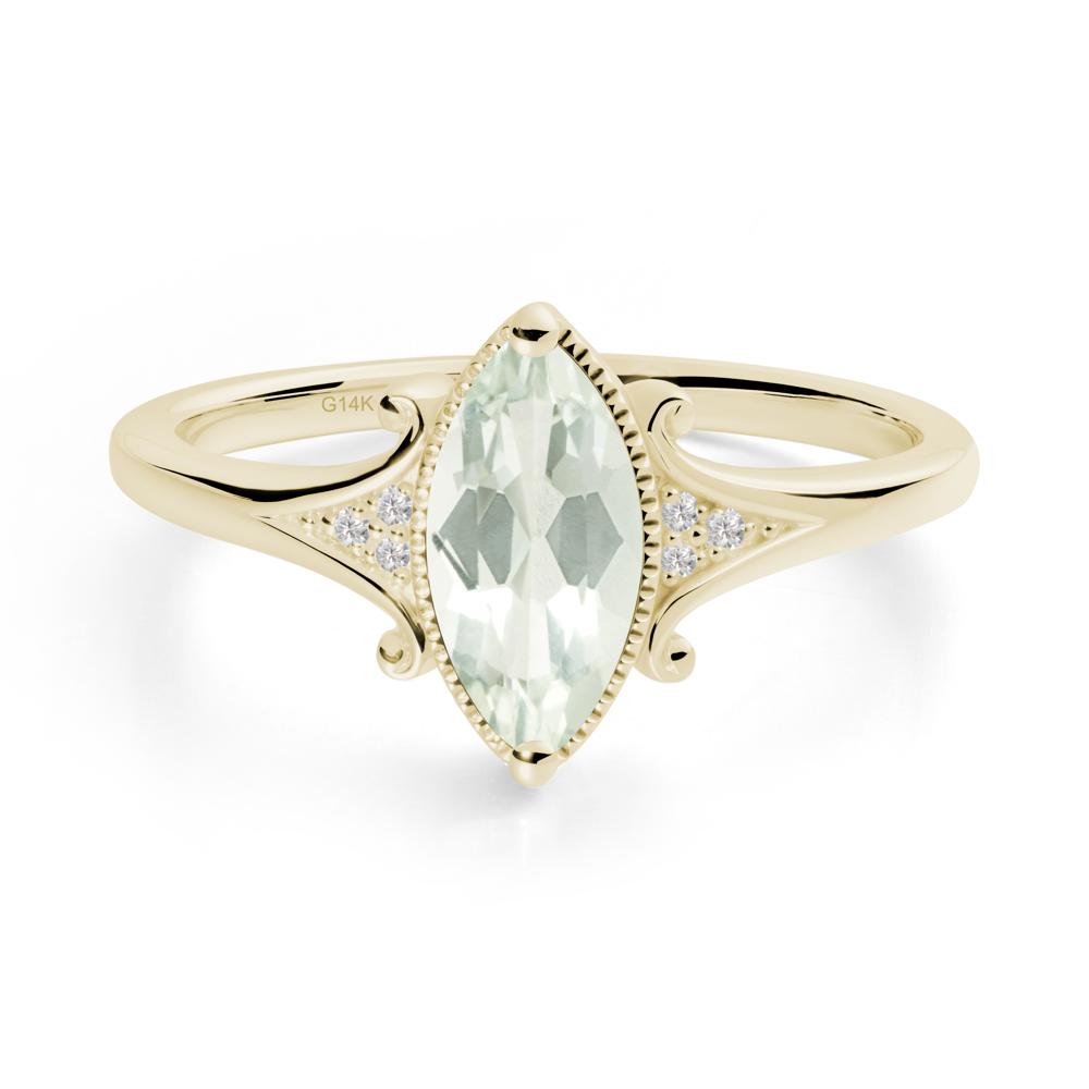 Marquise Green Amethyst Milgrain Halo Ring - LUO Jewelry #metal_14k yellow gold
