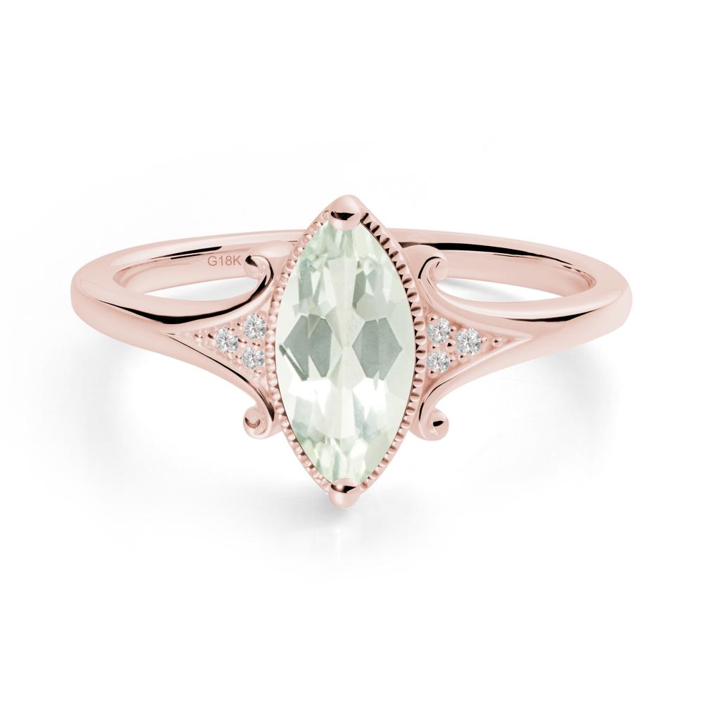 Marquise Green Amethyst Milgrain Halo Ring - LUO Jewelry #metal_18k rose gold