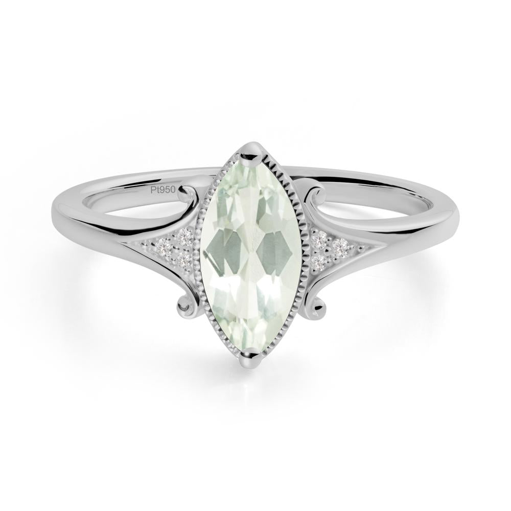 Marquise Green Amethyst Milgrain Halo Ring - LUO Jewelry #metal_platinum