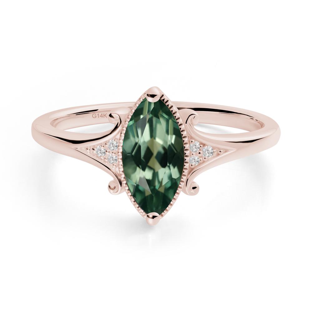 Scrollwork Marquise Green Sapphire Ring - LUO Jewelry #metal_14k rose gold