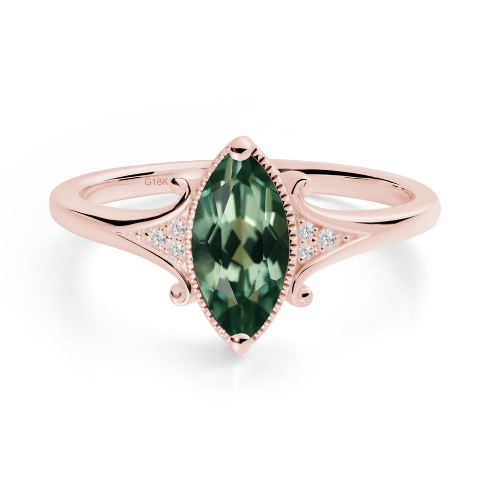 Scrollwork Marquise Green Sapphire Ring - LUO Jewelry #metal_18k rose gold