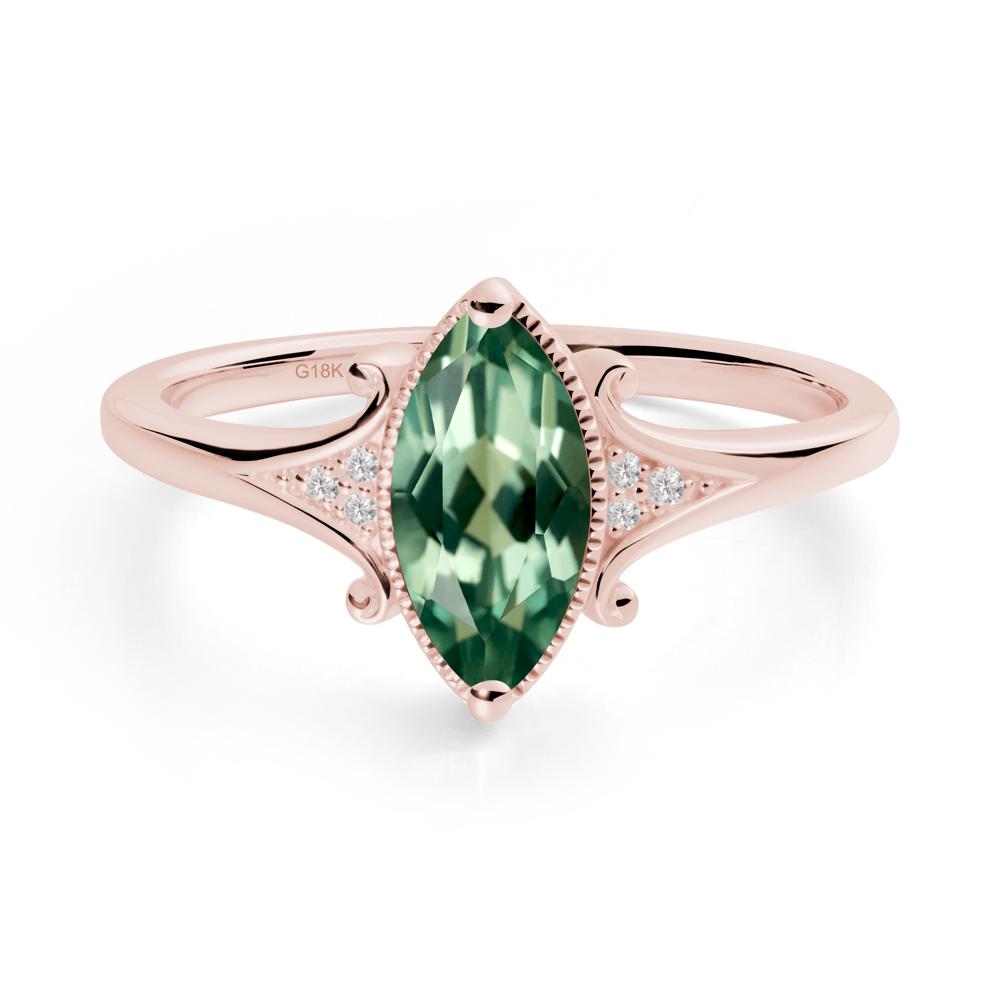 Scrollwork Marquise Green Sapphire Ring - LUO Jewelry #metal_18k rose gold