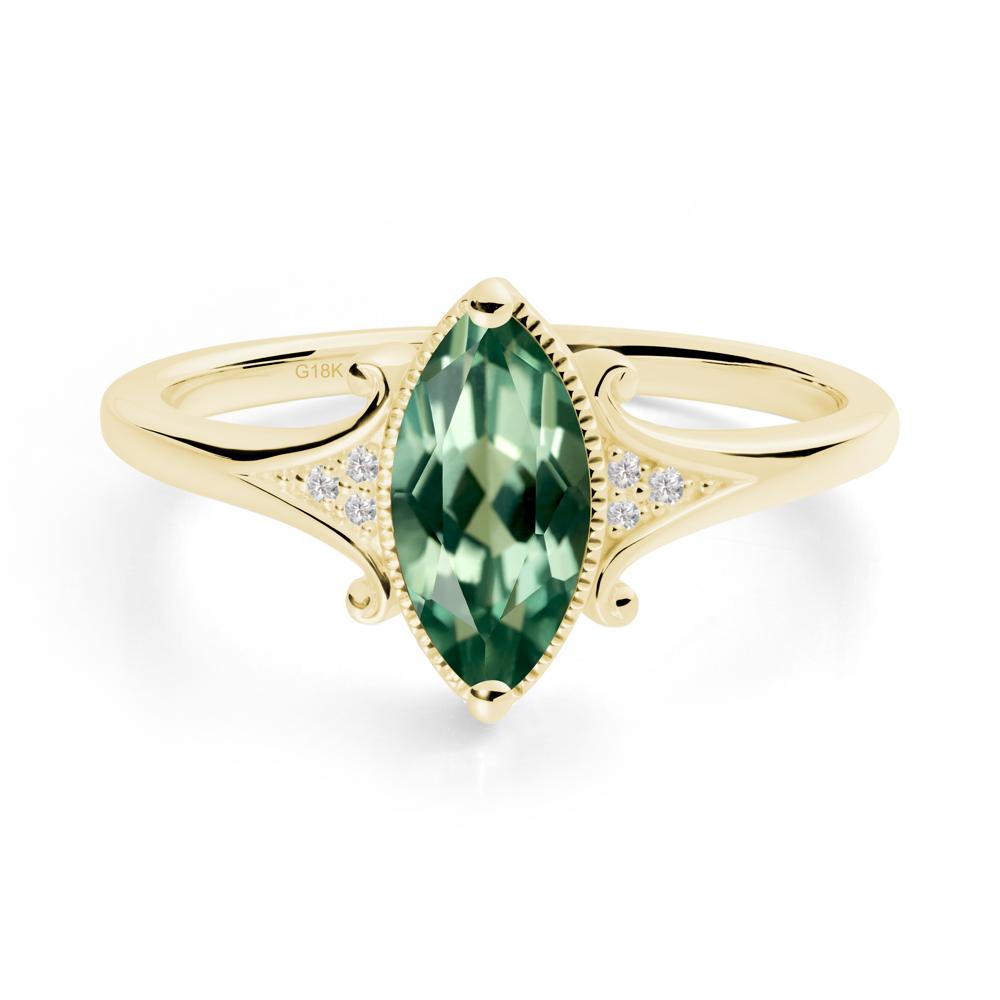Scrollwork Marquise Green Sapphire Ring - LUO Jewelry #metal_18k yellow gold