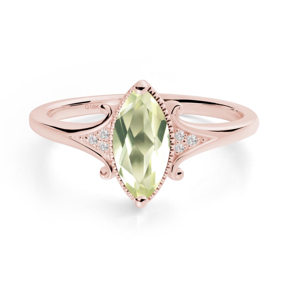 Marquise Lemon Quartz Milgrain Halo Ring - LUO Jewelry #metal_18k rose gold