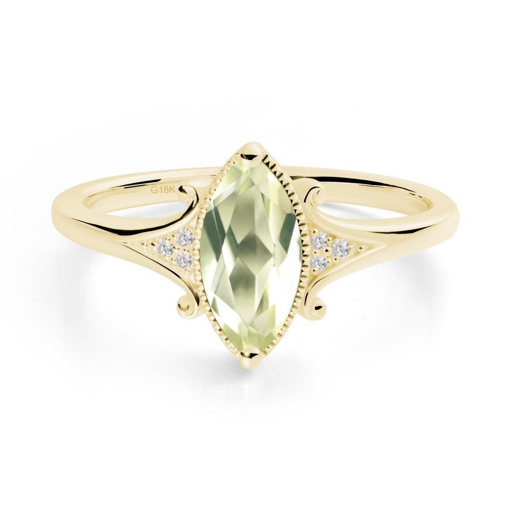 Marquise Lemon Quartz Milgrain Halo Ring - LUO Jewelry #metal_18k yellow gold