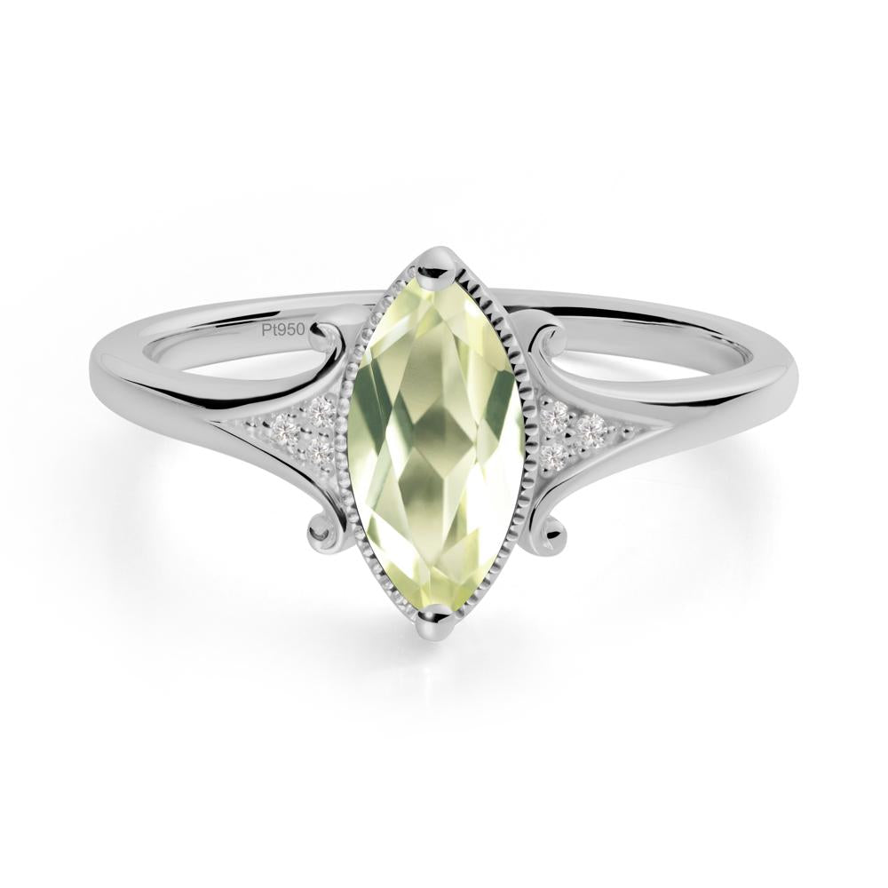 Marquise Lemon Quartz Milgrain Halo Ring - LUO Jewelry #metal_platinum