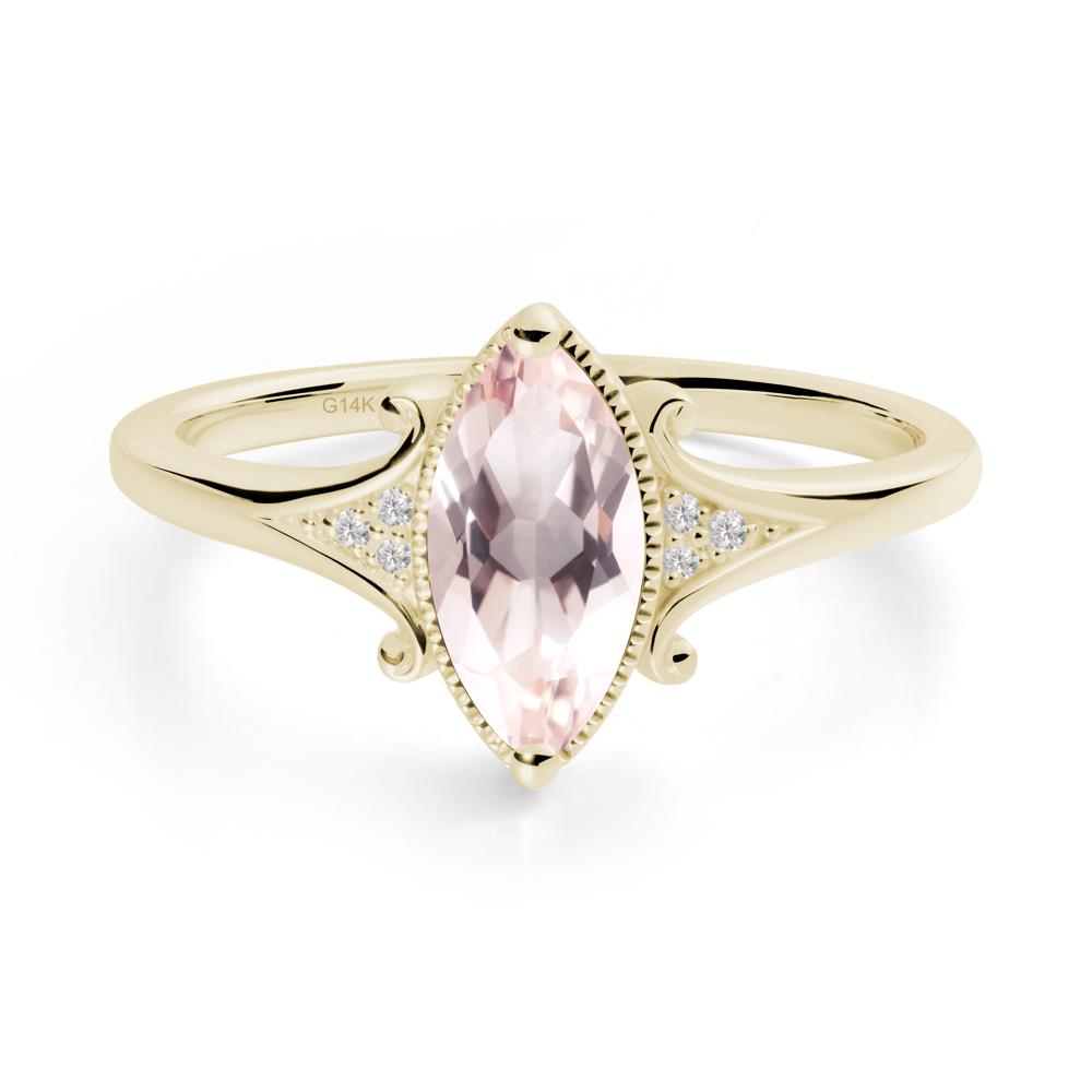 Scrollwork Marquise Morganite Ring - LUO Jewelry #metal_14k yellow gold