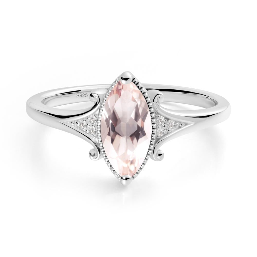 Scrollwork Marquise Morganite Ring - LUO Jewelry #metal_sterling silver