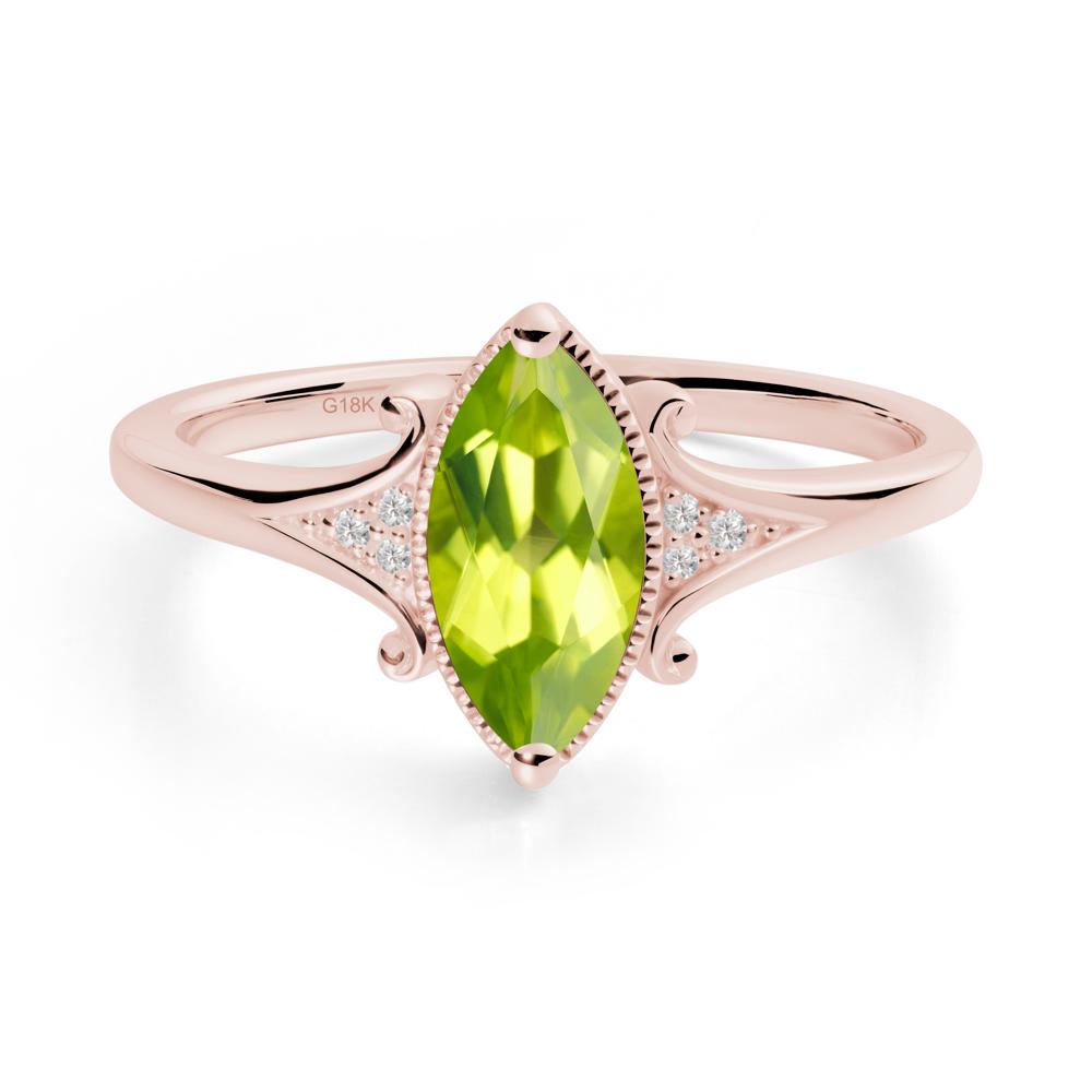 Marquise Peridot Milgrain Halo Ring - LUO Jewelry #metal_18k rose gold