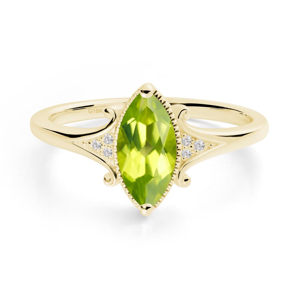 Marquise Peridot Milgrain Halo Ring - LUO Jewelry #metal_18k yellow gold