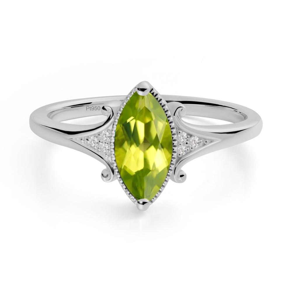 Marquise Peridot Milgrain Halo Ring - LUO Jewelry #metal_platinum