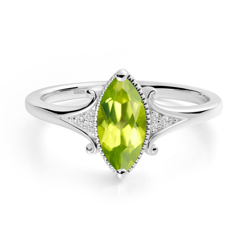 Marquise Peridot Milgrain Halo Ring - LUO Jewelry #metal_sterling silver