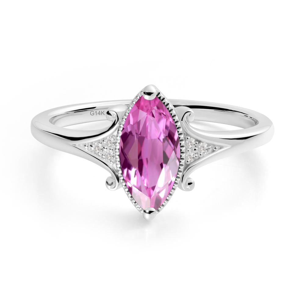 Scrollwork Marquise Pink Sapphire Ring - LUO Jewelry #metal_14k white gold
