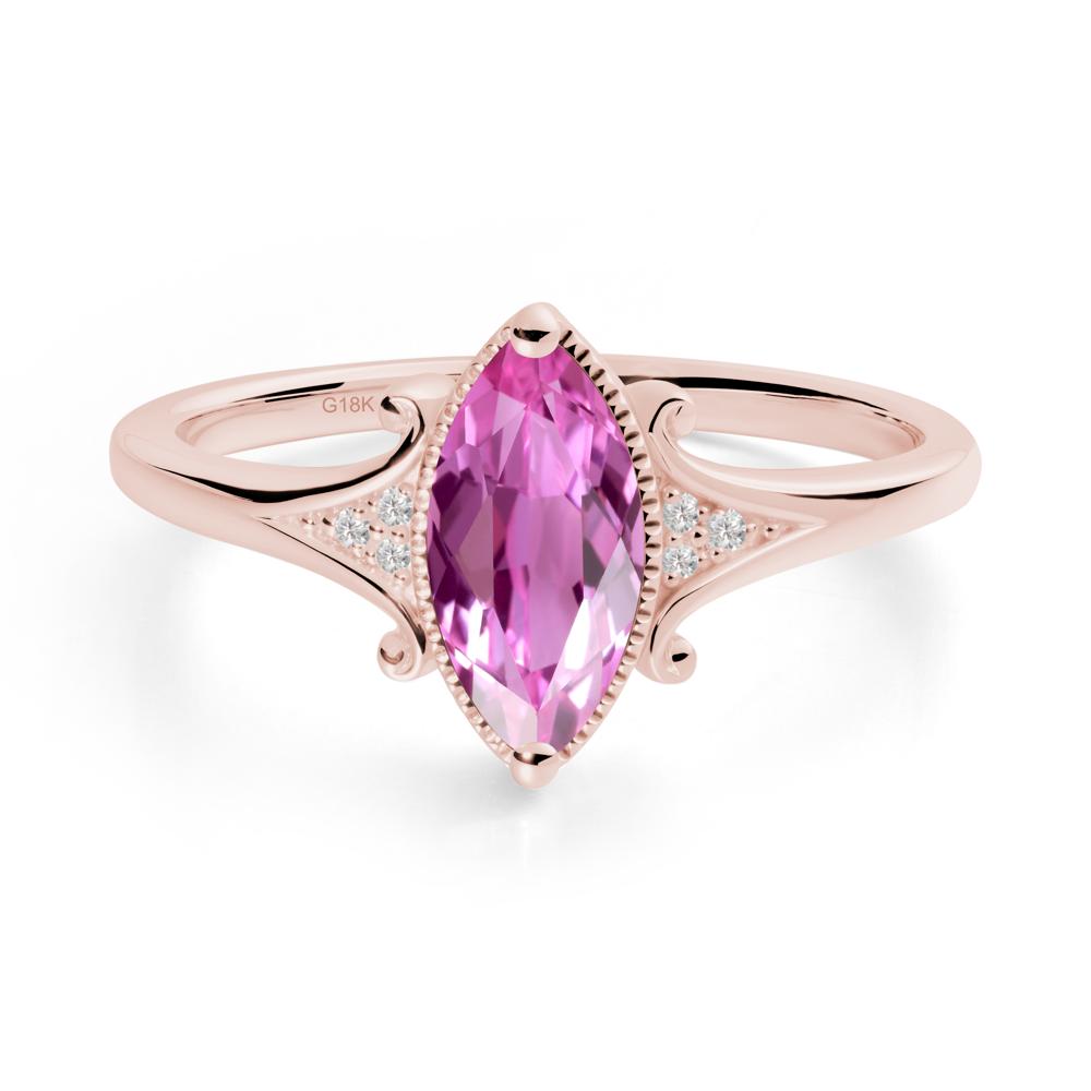 Scrollwork Marquise Pink Sapphire Ring - LUO Jewelry #metal_18k rose gold